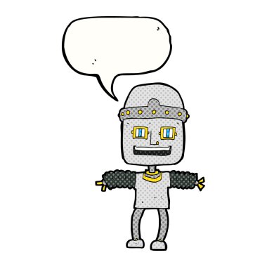 Konuşma baloncuklu çizgi film robotu