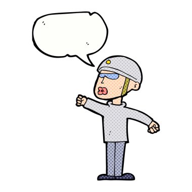 çizgi film güvenlik görevlisi ile konuşma balonu