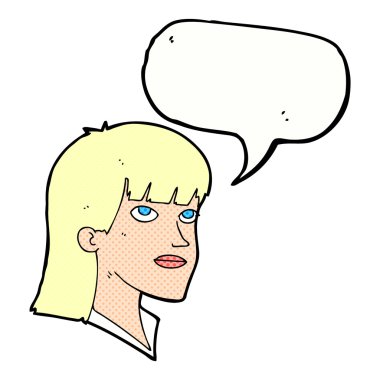 çizgi film ciddi kadınla konuşma balonu