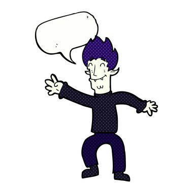 karikatür mutlu vampir adamla konuşma balonu