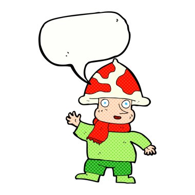 Konuşma balonlu mantar adam.