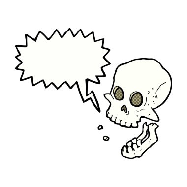 Konuşma baloncuklu gülen kafatası