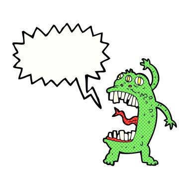 Konuşma balonlu çılgın canavar çizgi filmi.