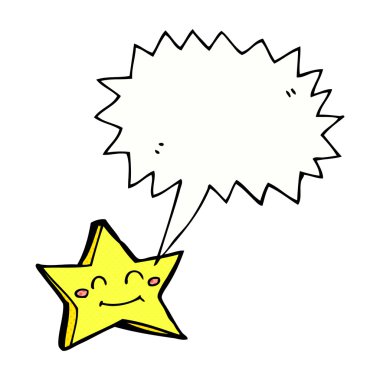 Konuşma balonlu mutlu yıldız karakteri