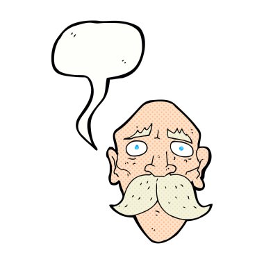 karikatür üzgün yaşlı adam konuşma balonu ile