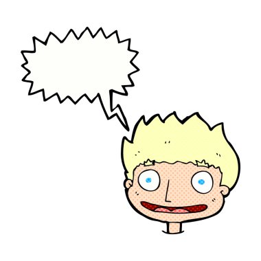 çizgi film mutlu çocuk konuşma balonu ile