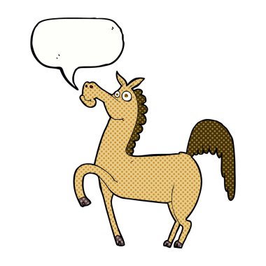 Konuşma baloncuklu komik çizgi film atı