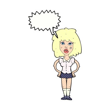 çizgi film kadın konuşma balonu ile mücadele edilmiştir