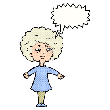 çizgi film acı yaşlı kadınla konuşma balonu