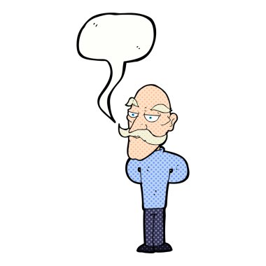 Konuşan bıyıklı yaşlı adam çizgi filmi.