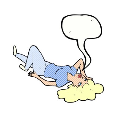 çizgi film kadın konuşma balonu ile yerde yatarken