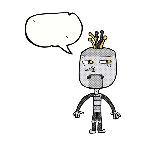 Divertido robot de dibujos animados con burbuja de habla — Archivo Imágenes Vectoriales