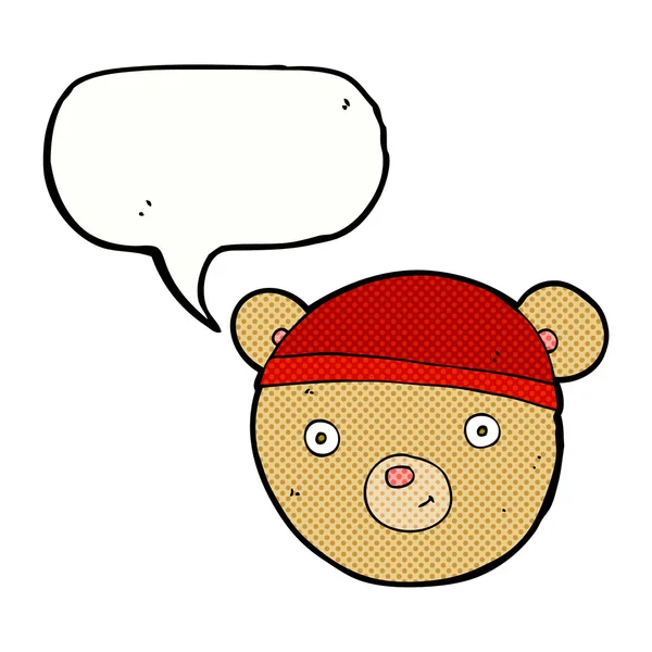 Teddy ayı kafa konuşma balonu ile çizgi film — Stok Vektör