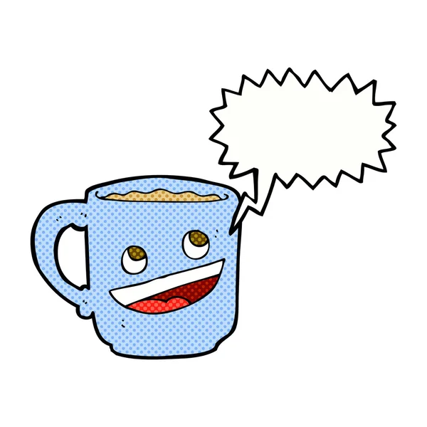 Tasse à café dessin animé avec bulle de parole — Image vectorielle