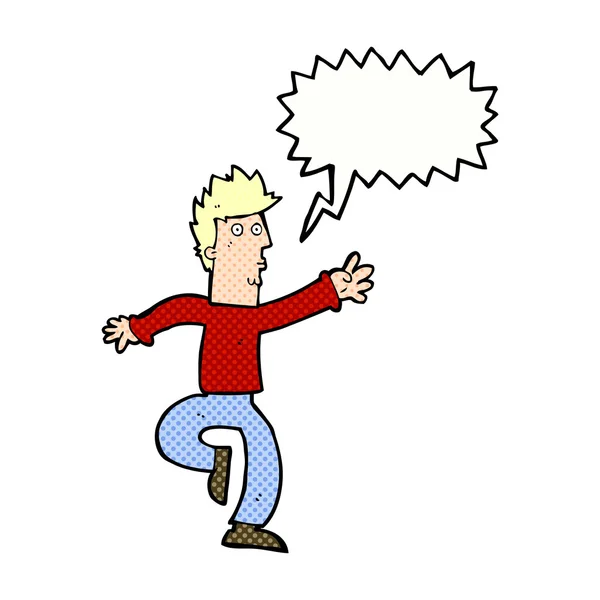 Karikatur eines Mannes mit Sprechblase — Stockvektor