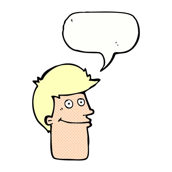 Cartoon lachende man met spraakzeepbel — Stockvector