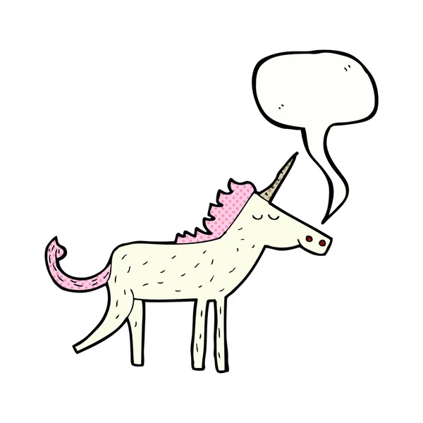 Desen animat unicorn cu bulă de vorbire — Vector de stoc