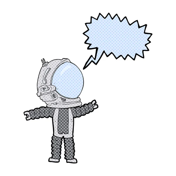 Cartoon astronaut with speech bubble — Stock Vector