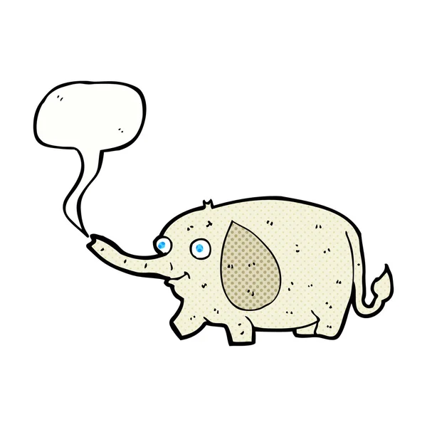 Pequeño elefante divertido de dibujos animados con burbuja del habla — Archivo Imágenes Vectoriales