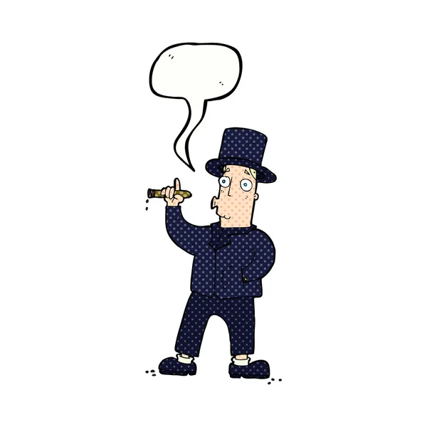 Γελοιογραφία τζέντλεμαν κάπνισμα με φούσκα ομιλία — Διανυσματικό Αρχείο