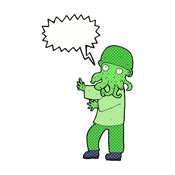 Hombre monstruo de dibujos animados con burbuja de habla — Archivo Imágenes Vectoriales