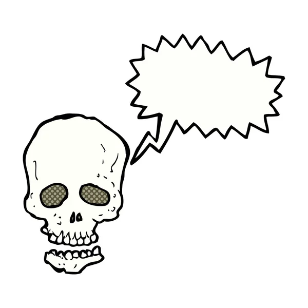 Calavera de dibujos animados con burbuja del habla — Vector de stock