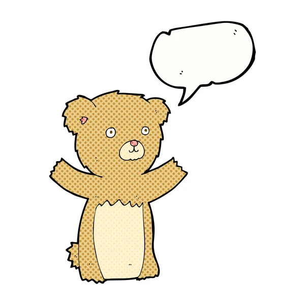 Urso de pelúcia de desenhos animados com bolha de fala — Vetor de Stock