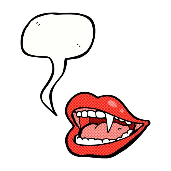 Cartoon vampire mouth with speech bubble — Stock Vector