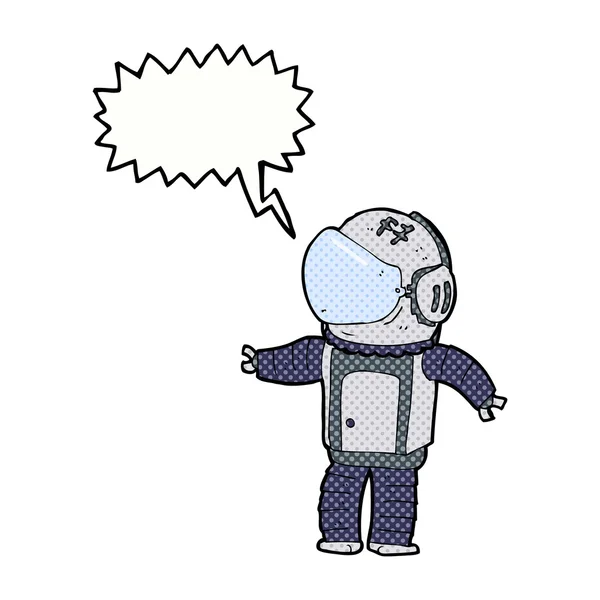 Cartoon-Astronaut mit Sprechblase — Stockvektor