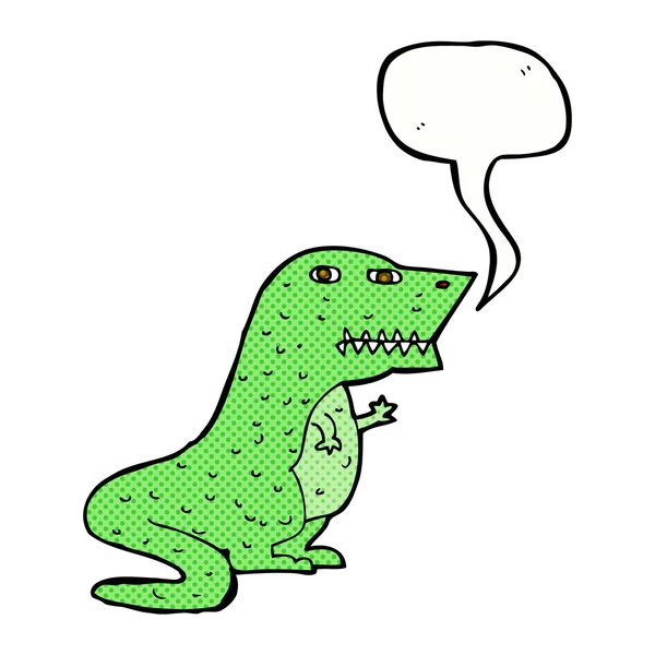 Dinossauro dos desenhos animados com bolha de fala — Vetor de Stock