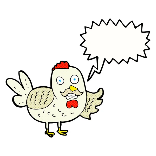 Cartoon old rooster with speech bubble — Stock Vector