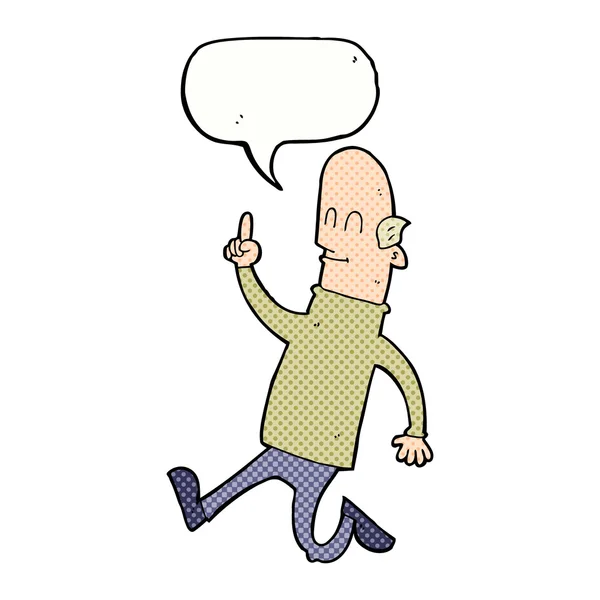 Cartoon bald man with idea with speech bubble — Stock Vector