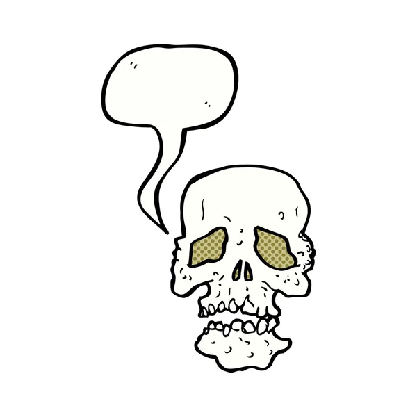 Calavera de dibujos animados con burbuja del habla — Vector de stock