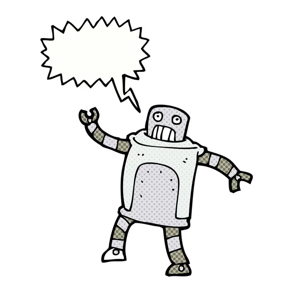 Robot de dibujos animados con burbuja de habla — Vector de stock