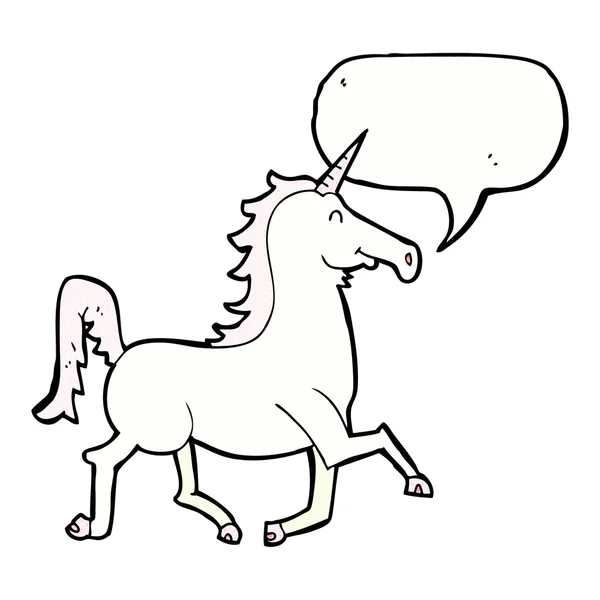 Unicornio de dibujos animados con burbuja del habla — Archivo Imágenes Vectoriales