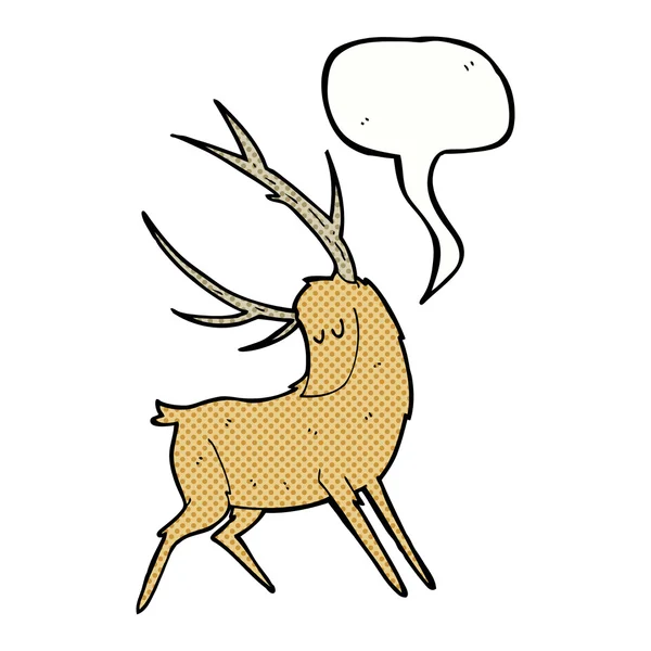 Cervo cartone animato con bolla discorso — Vettoriale Stock