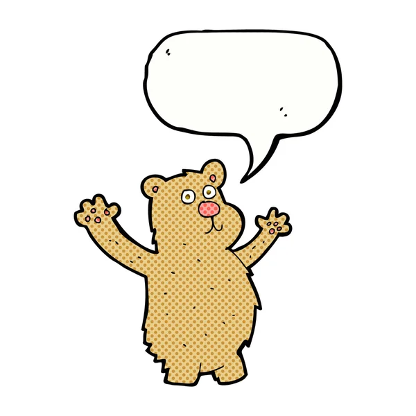 Cartoon funny bear with speech bubble — Stock Vector