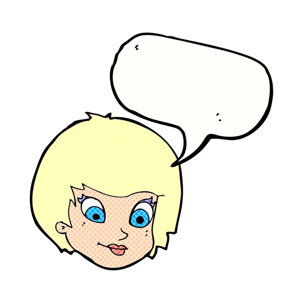 Cartoon female face with speech bubble — Stock Vector