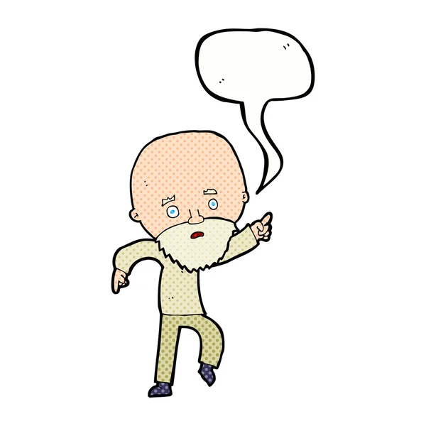 卡通担心的老人用讲话泡泡指点 — 图库矢量图片
