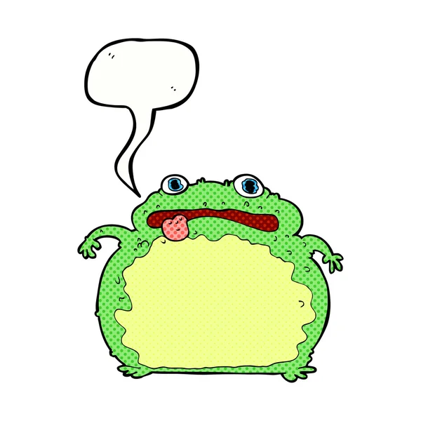 Cartoon funny frog with speech bubble — Stock Vector