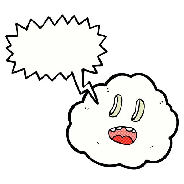 Nube espeluznante de dibujos animados con burbuja de habla — Vector de stock