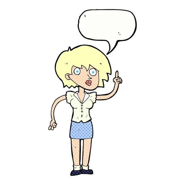 Karikatur Frau mit Frage mit Sprechblase — Stockvektor