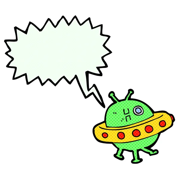 Cartoon UFO mit Sprechblase — Stockvektor