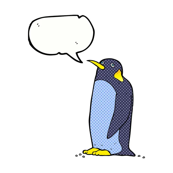 Tecknad pingvin med pratbubbla — Stock vektor