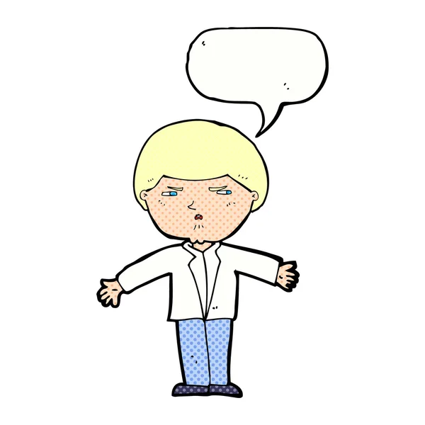 Cartoon annoyed man with speech bubble — Stock Vector