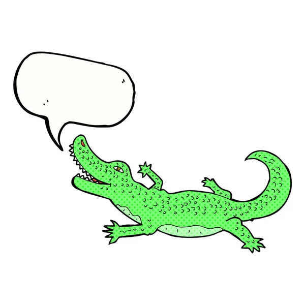 Crocodile de dessin animé avec bulle de parole — Image vectorielle