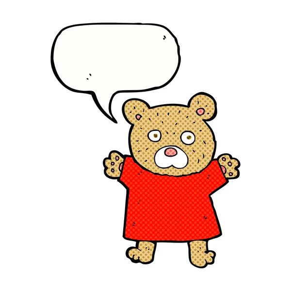 Kreslený roztomilý medvídek s bublinou řeči — Stockový vektor