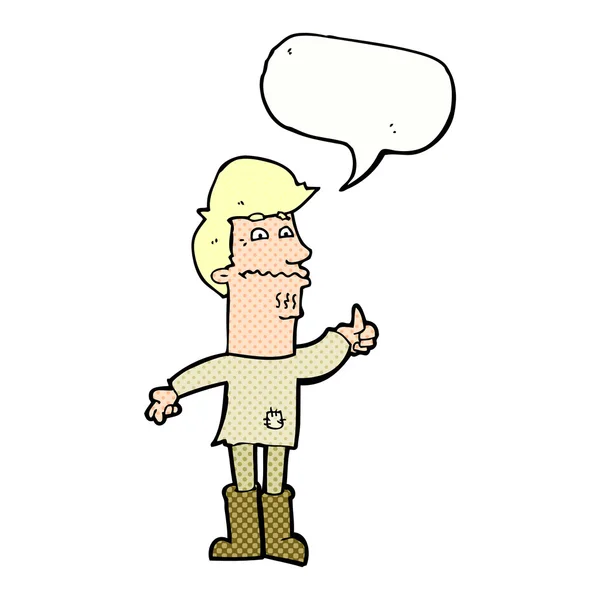 Kreslený nervózní muž s bublinou řeči — Stockový vektor