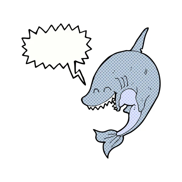 Requin dessin animé avec bulle de parole — Image vectorielle