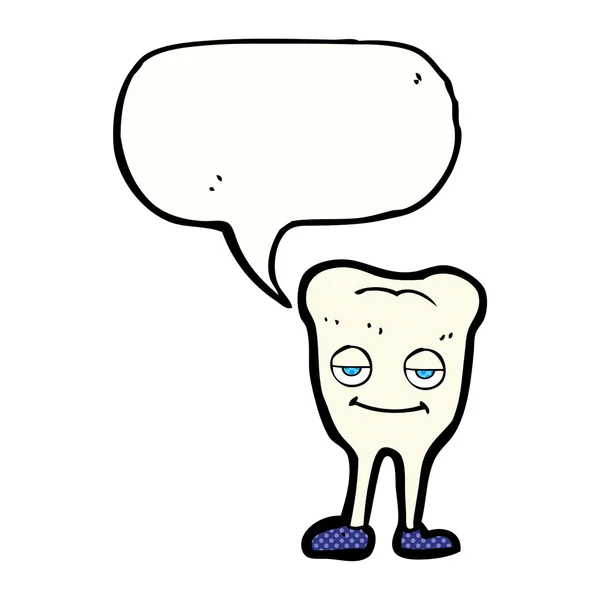 Cartoon gelukkige tand met spraakbel — Stockvector